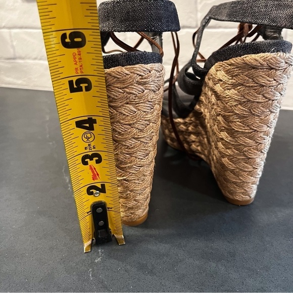 NWT Stuart Weitzman sz 8.5 denim color lace up espadrille sandals - Picture 13 of 15